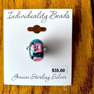 NEW NWT Kohls Individuality Bracelet Bead Genuine Sterling Silver Pink Flower